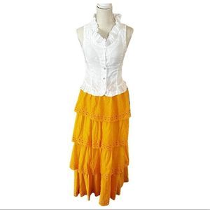 Skirt-House of Harlow 1960 Eyelet sunshine gold or yellow maxi skirt -Size XS